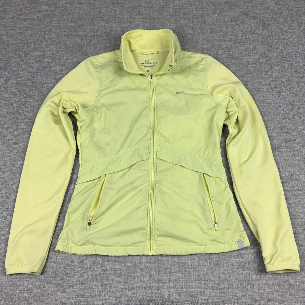 Nike Court Tennis Therma-FIT Jacket Womens Small Volt Neon Yellow 480814